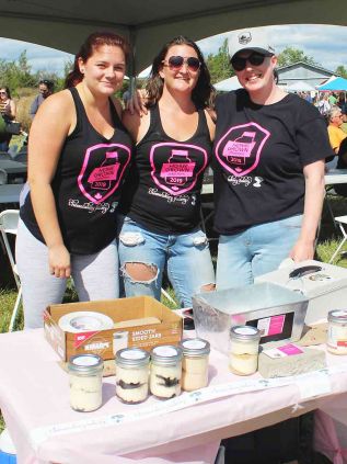 Stephanie Newman (centre) along with Maddy Botterill and Letitia Brooks welcomed crowds to Newman’s home on Forest Road Saturday for the second annual Home Grown in Frontenac Festival.